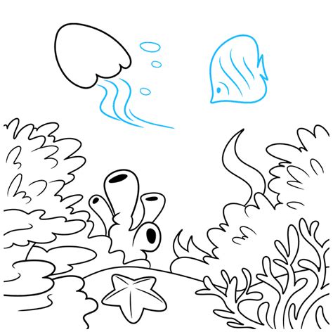 How To Draw A Coral Reef Easy Step By Step Tutorial Easy Drawing Guides