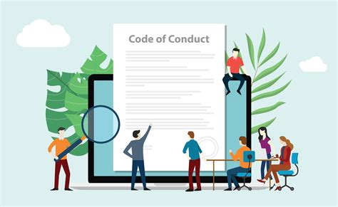 Code Of Conduct Team People Work Together On Paper 3177399 Vector Art