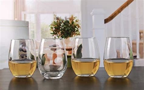 Circleware Set Of 4 Clear Stemless Wine Glasses Home Party Entertainment Dining Beverage