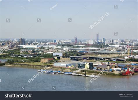 Aerial View Of Newham East London With Trinity Buoy Wharf At The