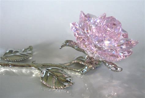 Pink Crystal Rose Handcrafted By Bjcrystalts Using Swarovski Crysta