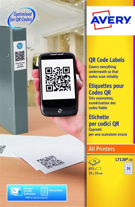 Print a sheet of barcode labels in microsoft word. Avery QR Code Labels 35x35mm L7120-25 35 p/sheet PK875 ...