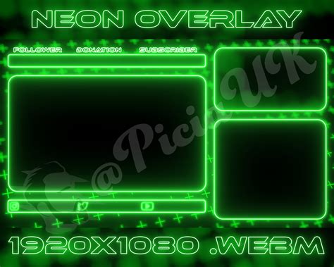 Neon Stream Overlay Green Overlay Overlay Twitch Stream Overlay For