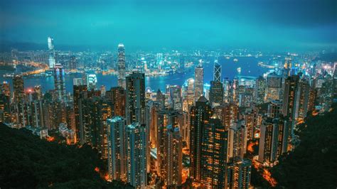 Hong Kong Wallpaper 4k Cityscape Sunrise City Lights Skyline 5k