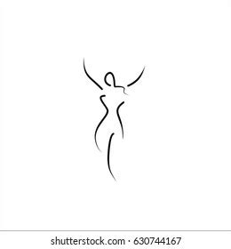 Nude Woman Vector Line Illustration Stock Vector Royalty Free