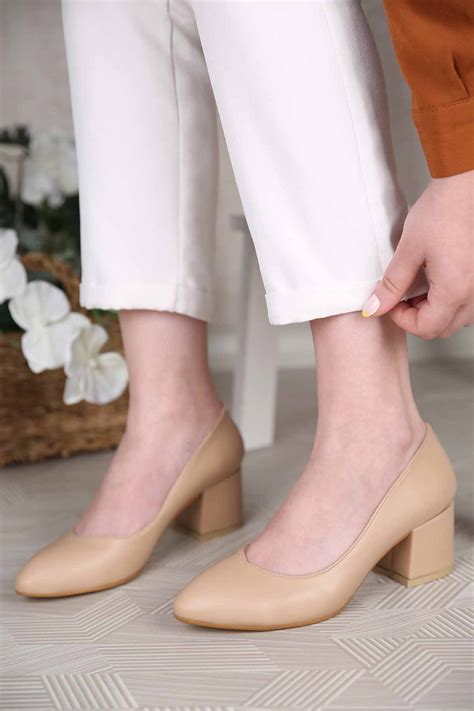 Kadın Günlük Topuklu Ayakkabı NUDE CİLT
