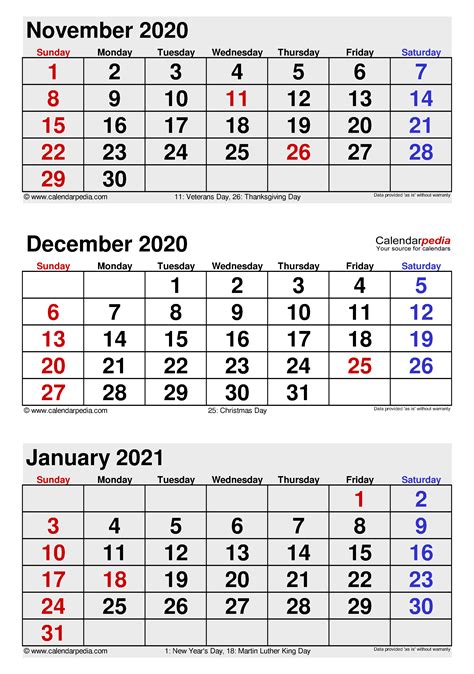 December 2020 Calendar Vertical