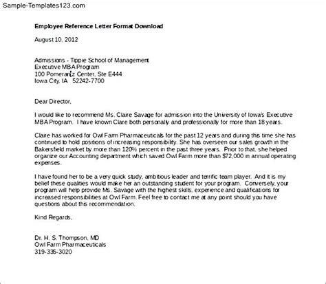 employee reference letter format  sample templates