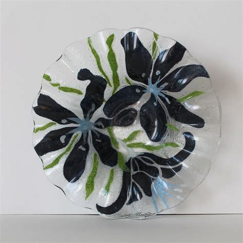 Ruffled Sydenstricker Cape Cod Floral Fused Glass By Hallingtons 24 95 Slumped Glass Fused