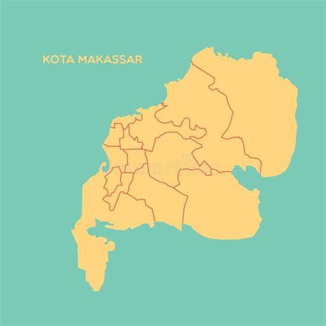 Map Of Kota Makassar Vector Illustration Decorative Design Stock