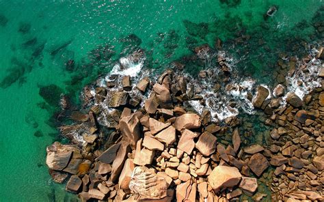 Download Sea Rocks Coast Drone Shot Nature Wallpaper 3840x2400 4k