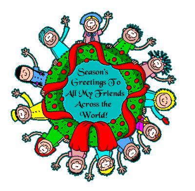 Network of colorful people standing. eCards - Season's Greetings to Friends Around the World Card