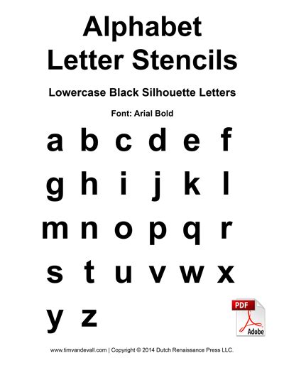 Alphabet Letter Stencils Lowercase Black Tims Printables