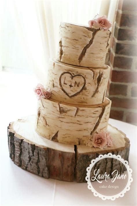 I love that actual branches were added to give it a 3d effect. Tree Trunk Rustic wedding cake | Wedding cake rustic ...