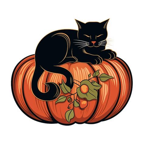 Premium Ai Image There Is A Black Cat Sitting On Top Of A Pumpkin