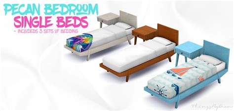Pecan Bedroom I Single Beds I By Thingsbydean Via Tumblr I Sims 4 I Ts4