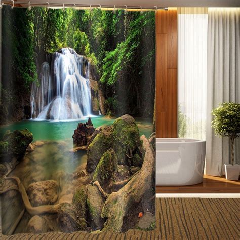 Myru 3d Print Waterproof Waterfall Shower Curtains Bath Products