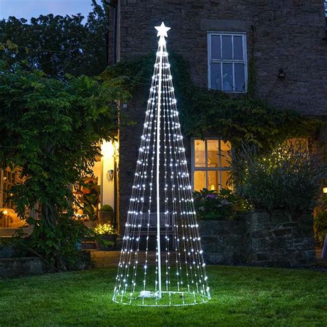 Led Cone Tree 90 In Cone Tree With White Led Lights In The Outdoor