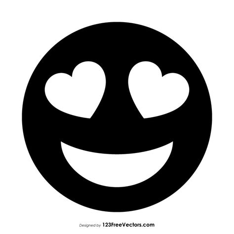 Black Smiling Face With Heart Eyes Emoji Pochoir Silhouette Pochoirs