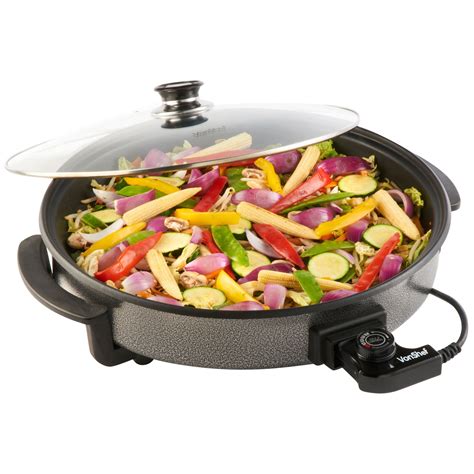 Vonshef Large Multi Cooker Electric Frying Pan With Glass Lid 42cm