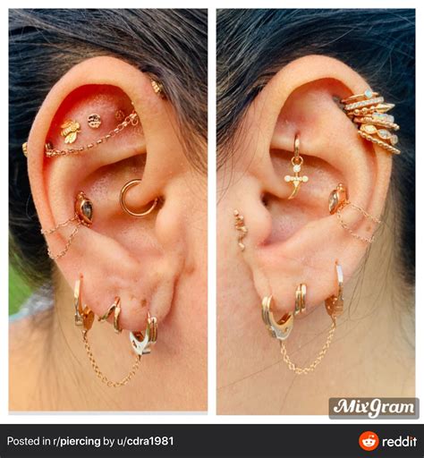 Left and Right Ear Piercing Set-up | Earings piercings, Pretty ear