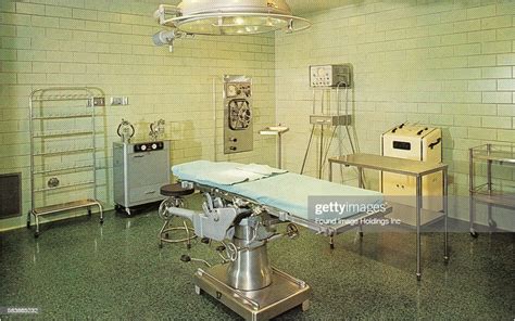 Vintage Color Photograph Of Sterile Hospital Operating Room With