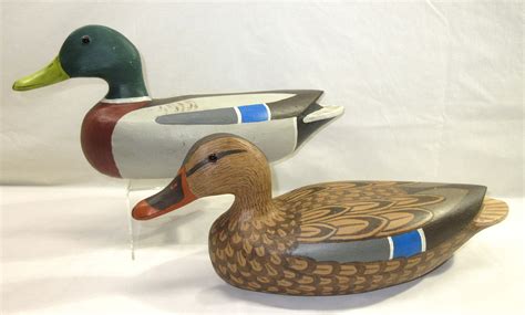 Pr Mallard Wooden Duck Decoys