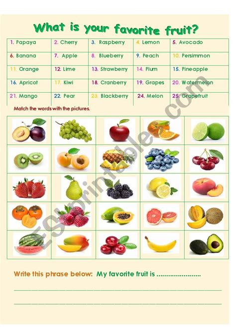 What Is Your Favorite Fruit Esl Worksheet By Sunshinenikki