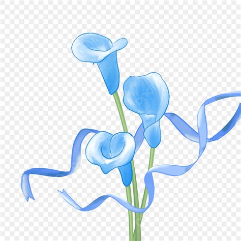 Blue Watercolor Flower Calla Lily Ribbon Calla Lily Clip Art