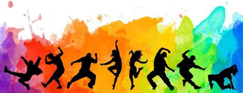 Detailed Illustration Silhouettes Of Expressive Dance Colorful Group Of