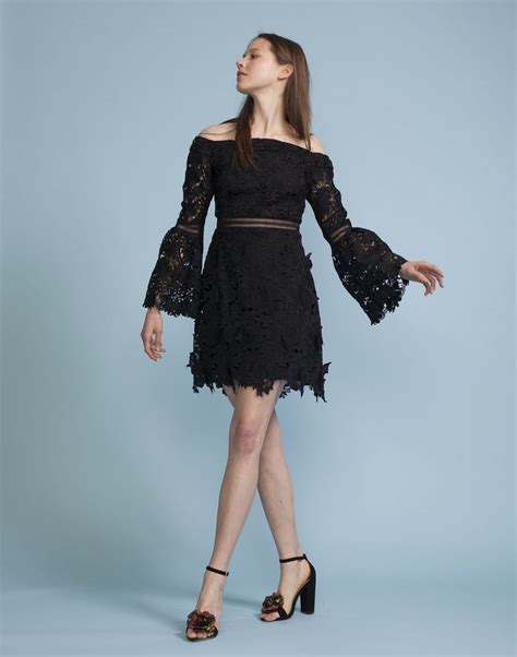 cynthia rowley floral lace off shoulder dress in black modesens dresses off shoulder dress