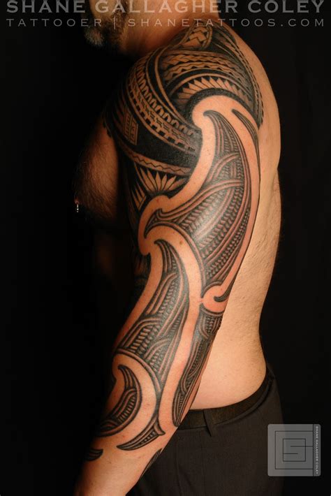 Shane Tattoos Half Maori Half Polynesian Sleeve Tattoo