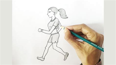 How To Draw A Girl Running Jogging Easy Step By Step Art Drawing
