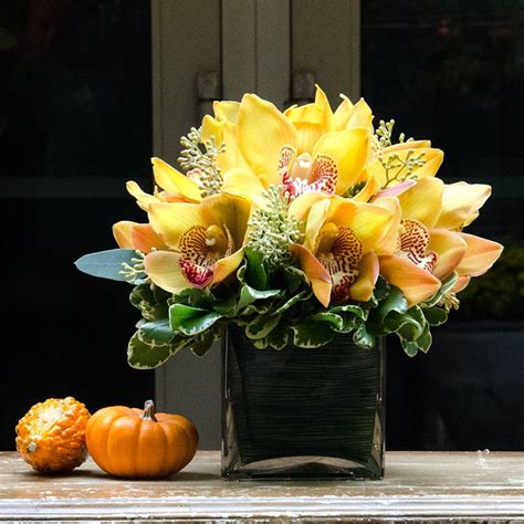Yellow Cymbidium Orchid Arrangement In New York Ny New York Plaza Florist