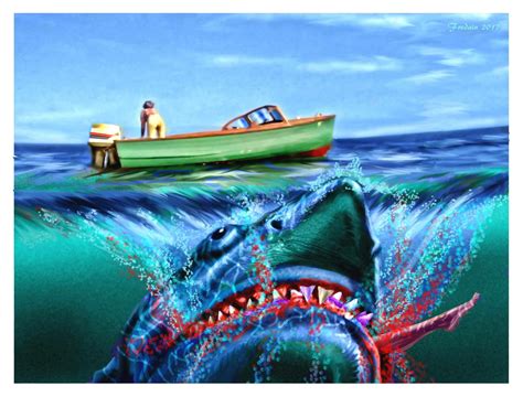 Jaws 2 Art By Federico Alain Shark Pictures Shark Attack Shark Week