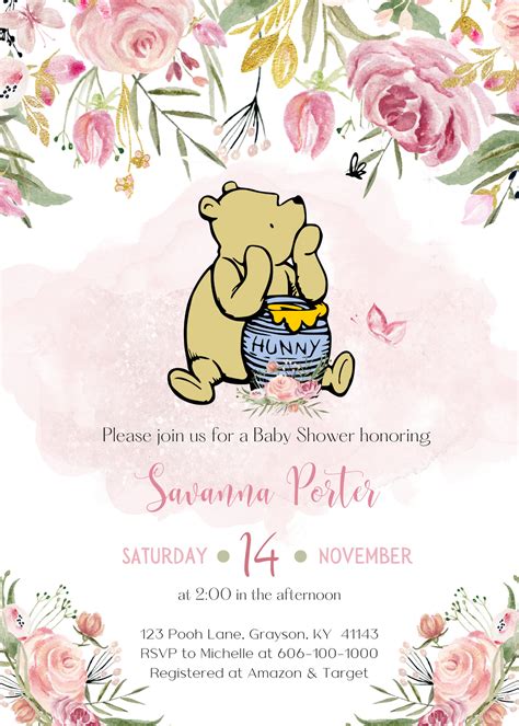 Winnie The Pooh Baby Shower Invitation Winnie Clásica Etsy