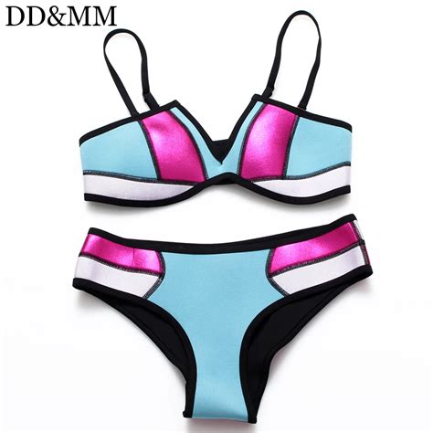 Ddandmm 2017 Sexy Patchwork Bikini Set Waterproof Swimsuit Strapless