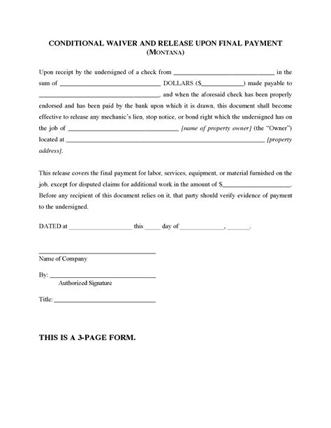 Conditional Waiver And Release Of Lien Upon Final Payment Payment Poin