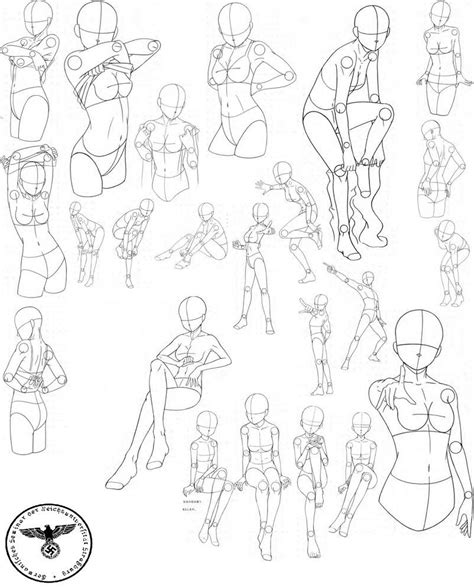 Female Drawing Base Standing Anime Pose Reference Fotodtp