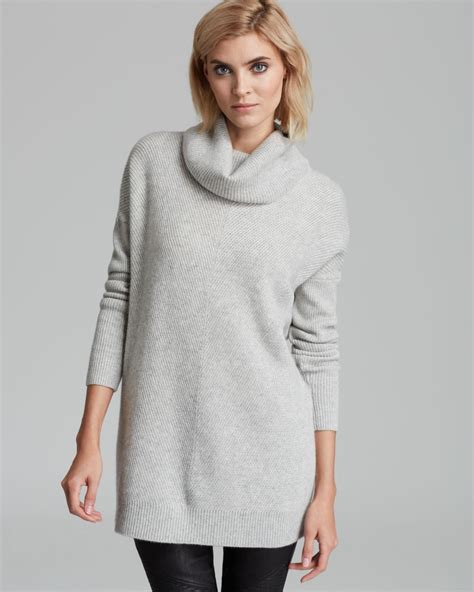 Vince Sweater Chevron Turtleneck In Heather Chalk Gray Lyst