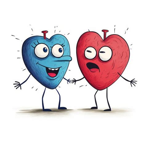 Premium Ai Image Cartoon Heart Characters Expressions Love Playful 12