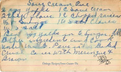 Sour Cream Pie Vintagerecipes