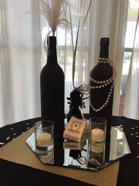 Painted Wine Bottles Centerpieces 1920s Great Gatsby Gatsby