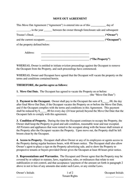 Move Out Agreement Fill Out And Sign Online Dochub