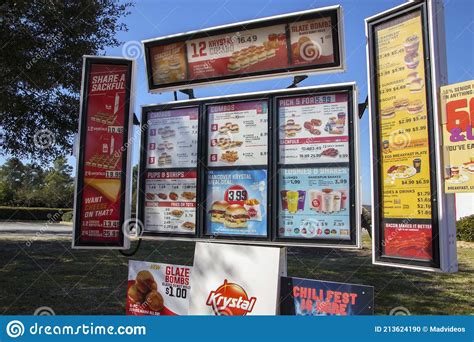 Krystal Fast Food Restaurant Drive Thru Menu And Signs For Ordering