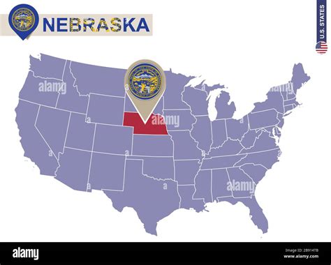 Nebraska State On Usa Map Nebraska Flag And Map Us States Stock