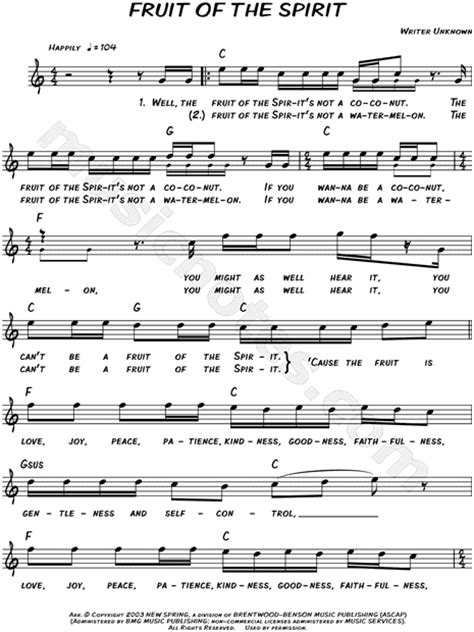 Home > frank hernandez > the fruit of the spirit. Wonder Kids Choir "Fruit of the Spirit" Sheet Music ...