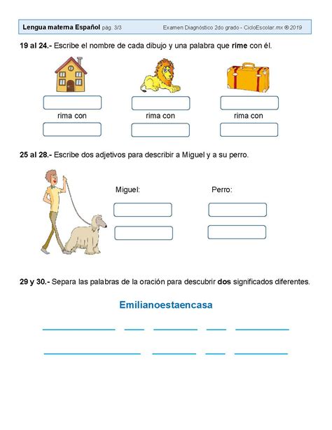 Examen Diagnóstico Segundo Grado 2019 2020 Imagenes Educativas