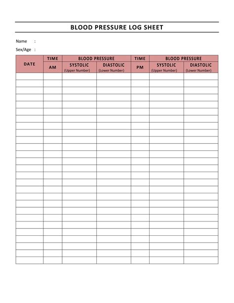 30 Printable Blood Pressure Log Templates Template Lab