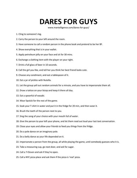 61 Best Dares For Guys Funny Fun Embarrassing Dares For Guys Dare Questions Truth Or